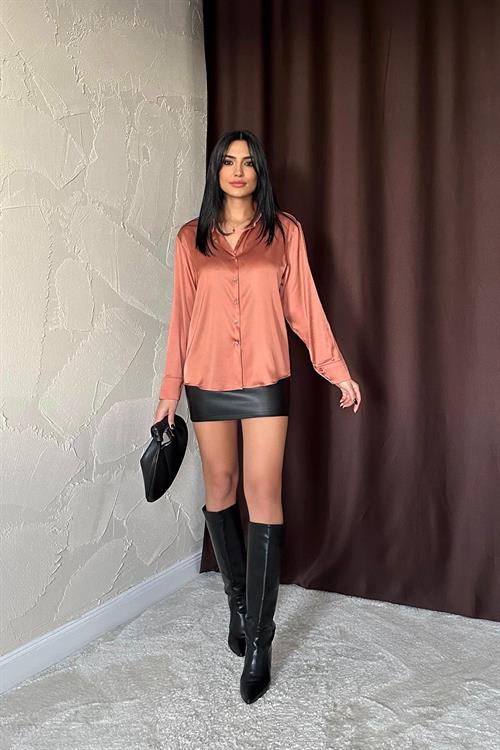 Wholesale Brick Satin Shirt