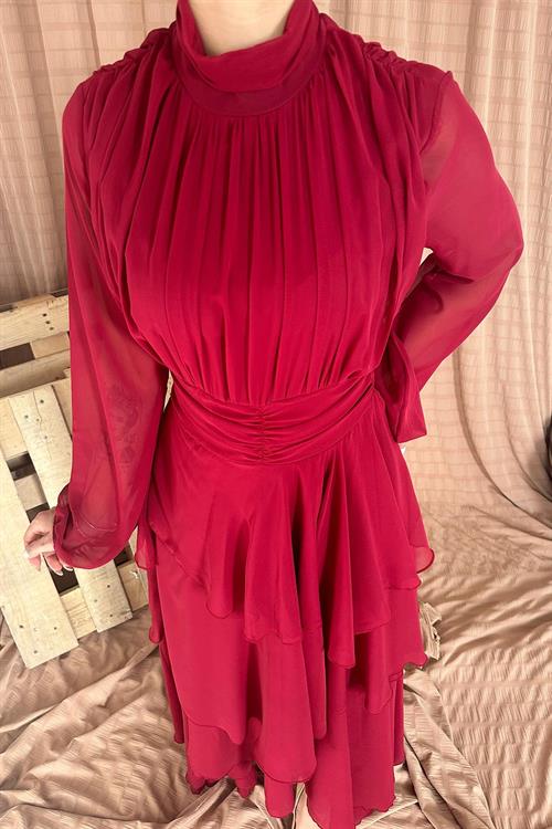 Wholesale Waist Detailed Dress - Red
