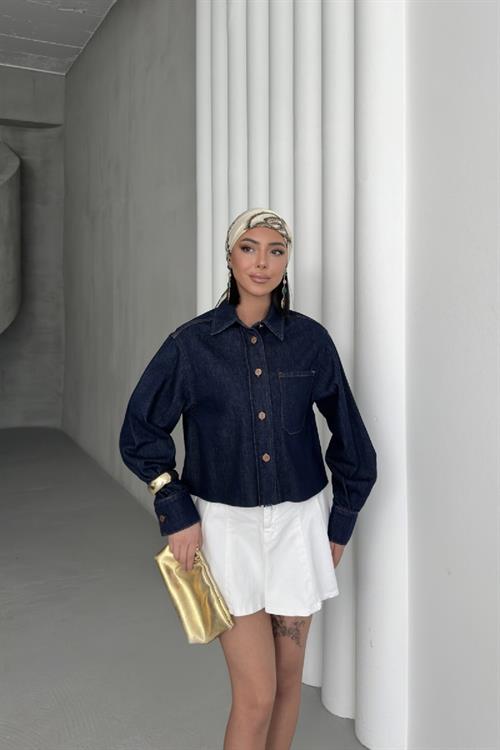 Kısa Cepli Kot Ceket 6082-17-(S-XL)