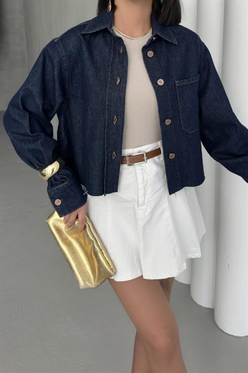 Kısa Cepli Kot Ceket 6082-17-(S-XL)