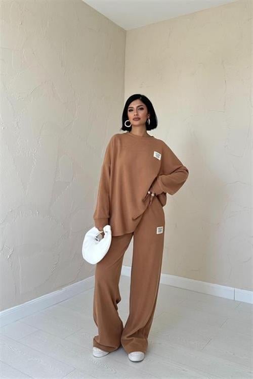 Wholesale Camel Ribbed Two-Piece Set