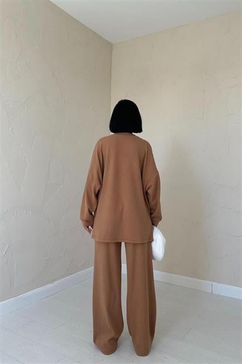 Wholesale Camel Ribbed Two-Piece Set