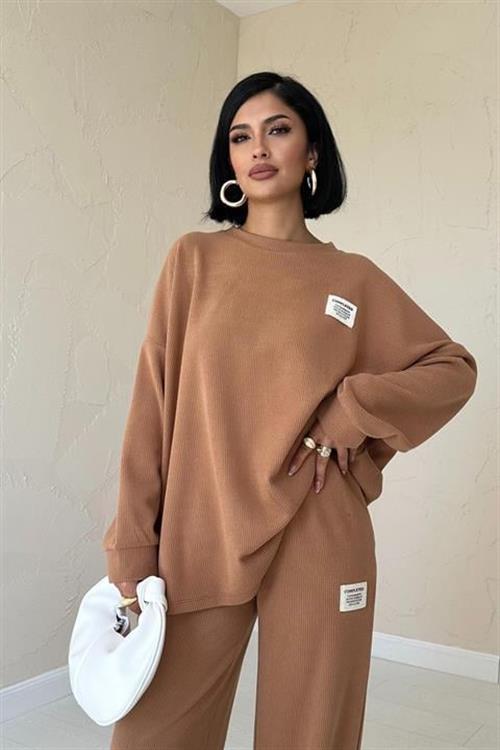 Wholesale Camel Ribbed Two-Piece Set
