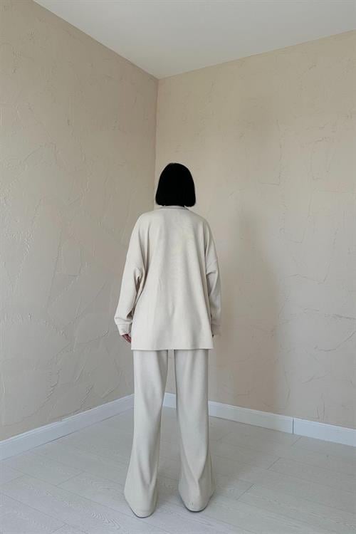 Wholesale Beige Ribbed Two-Piece Set