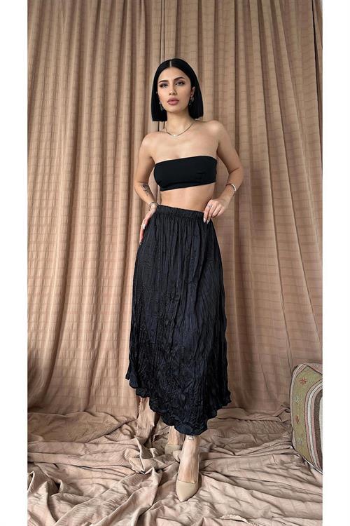 Wholesale Black Elastic Waist Skirt