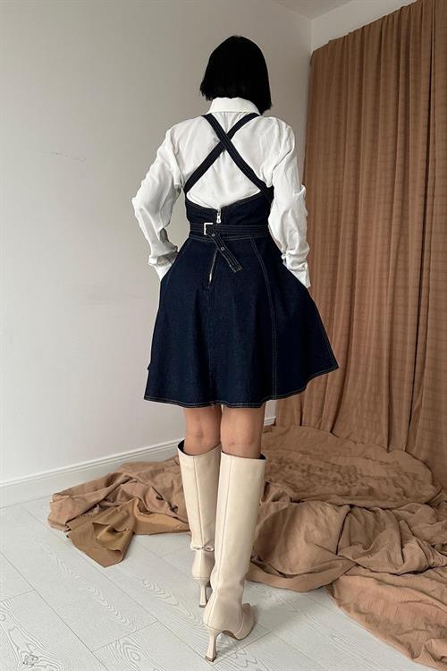 Wholesale Navy Denim Dress with Band
