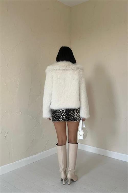 Wholesale Furry Short Coat - Ecru