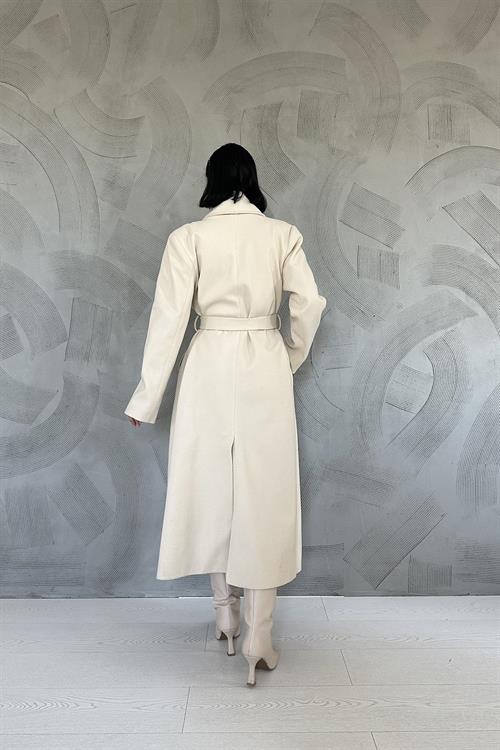 Wholesale Belted Midi Coat - Beige