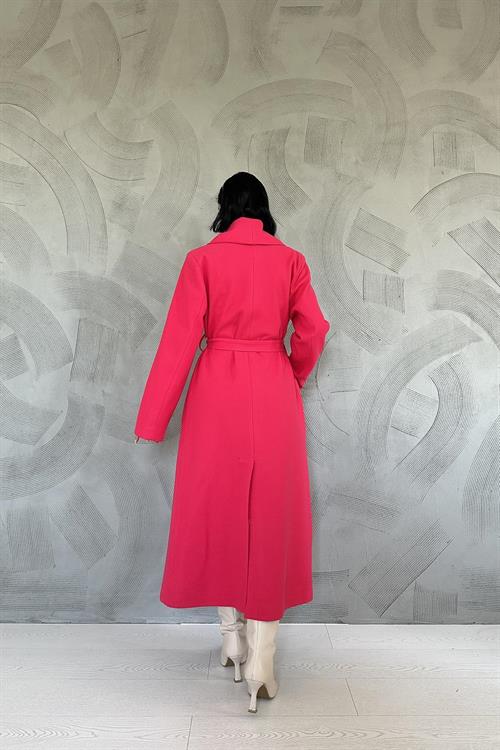 Wholesale Belted Midi Coat - Fuchsia