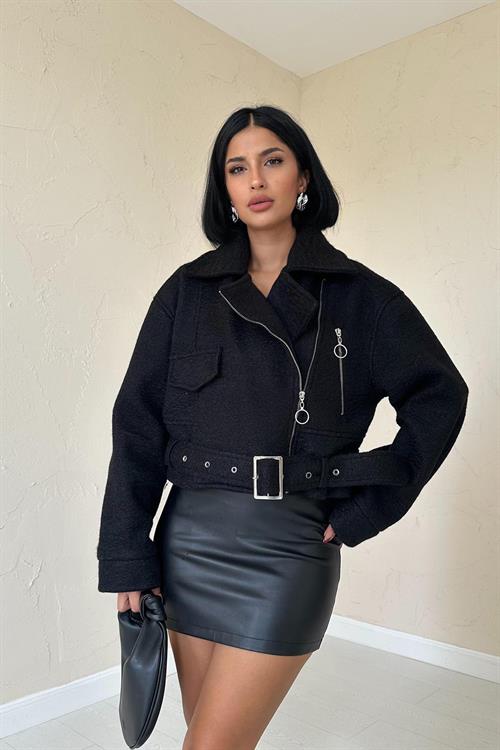 Wholesale Eyelet Cachet Coat - Black