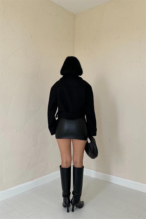 Wholesale Eyelet Cachet Coat - Black