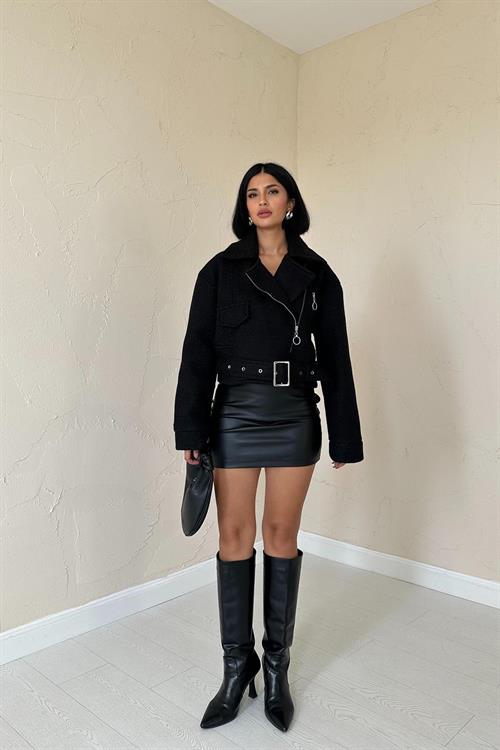 Wholesale Eyelet Cachet Coat - Black