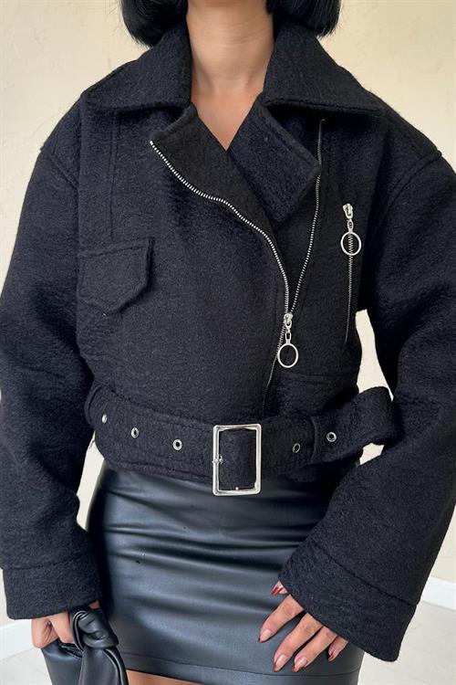 Wholesale Eyelet Cachet Coat - Black