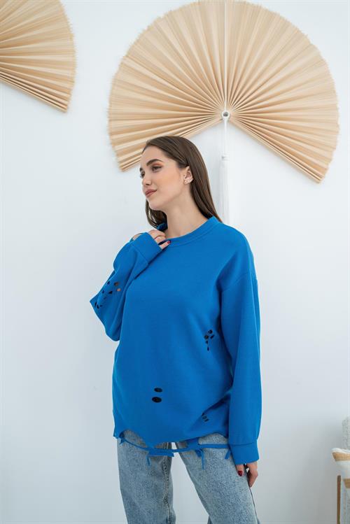 Wholesale Laser Cut Blouse - Blue