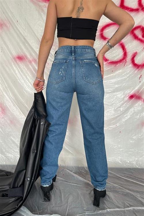 Toptan Mavi Lazer Kesim Jeans Pantolon