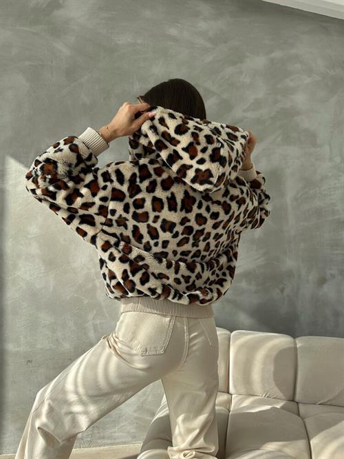 Leopard Look Plush Wholesale Coat - Outdoor Stone Leopard