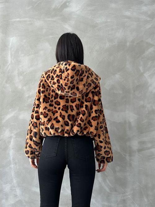 Leopard Printed Pejush Wholesale Coat - Camel Leopard