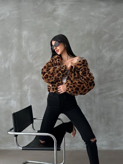 Leopard Printed Pejush Wholesale Coat - Camel Leopard