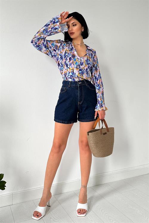 Wholesale Lilac Pleated Floral Print Shirt