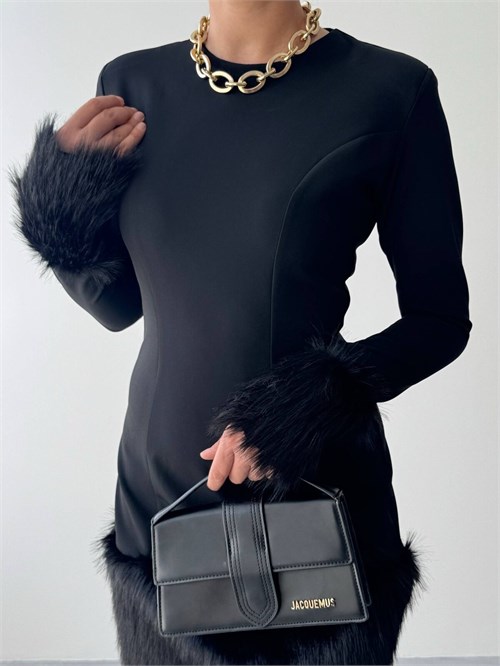 Maşuk Fur-Detail Dress