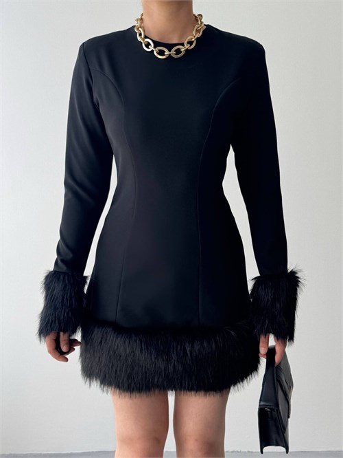 Maşuk Fur-Detail Dress