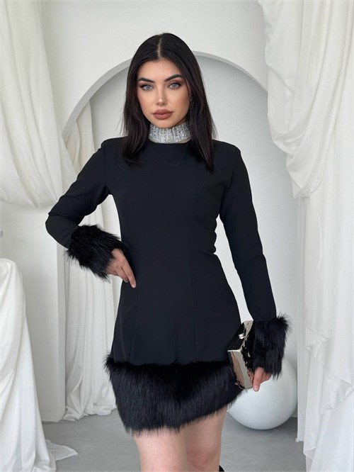 Maşuk Fur-Detail Dress