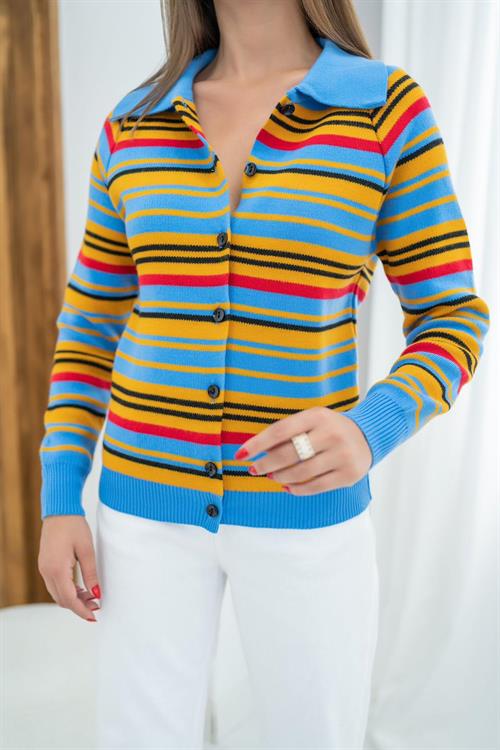Blue Colored Knitwear Cardigan