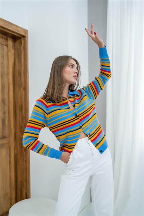 Blue Colored Knitwear Cardigan