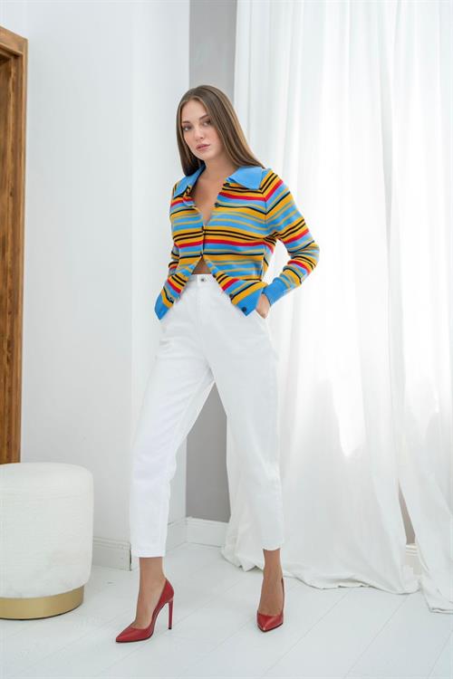 Blue Colored Knitwear Cardigan