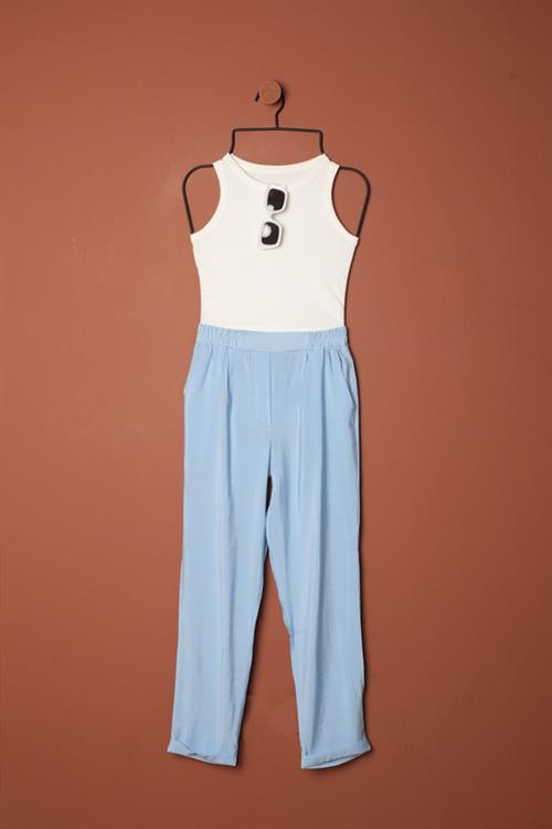 Modal Fabric Double Leg Womens Trousers-Baby Blue