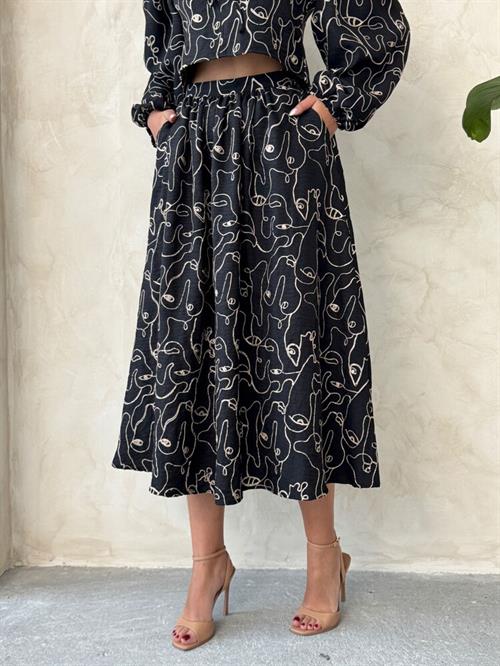 Embroidered Wholesale Skirt - Black