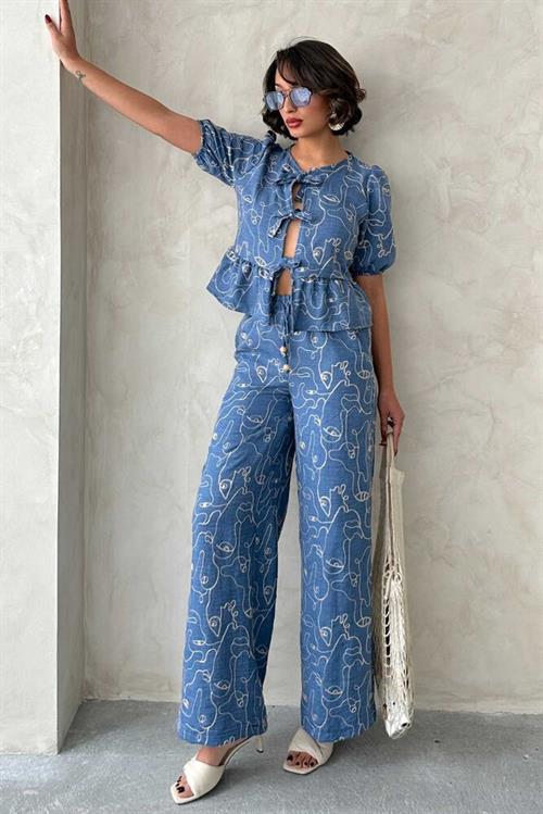 Embroidered Wholesale Trousers - Dark Blue
