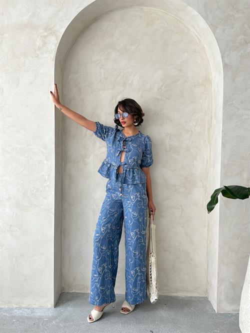 Embroidered Wholesale Trousers - Dark Blue