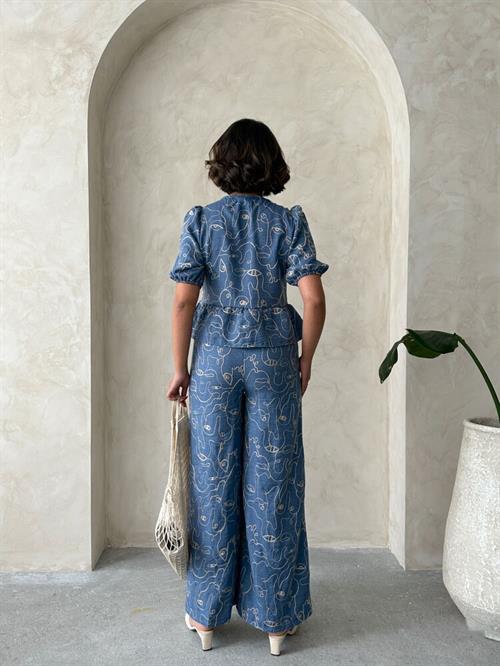 Embroidered Wholesale Trousers - Dark Blue