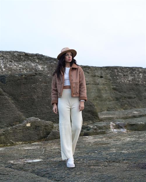 Wholesale Coat with Nubuck Fur Collar - Mink Mink