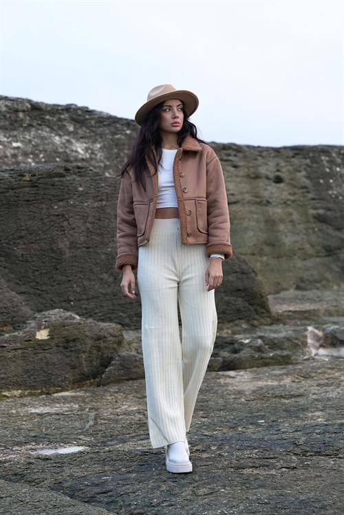 Wholesale Coat with Nubuck Fur Collar - Mink Mink