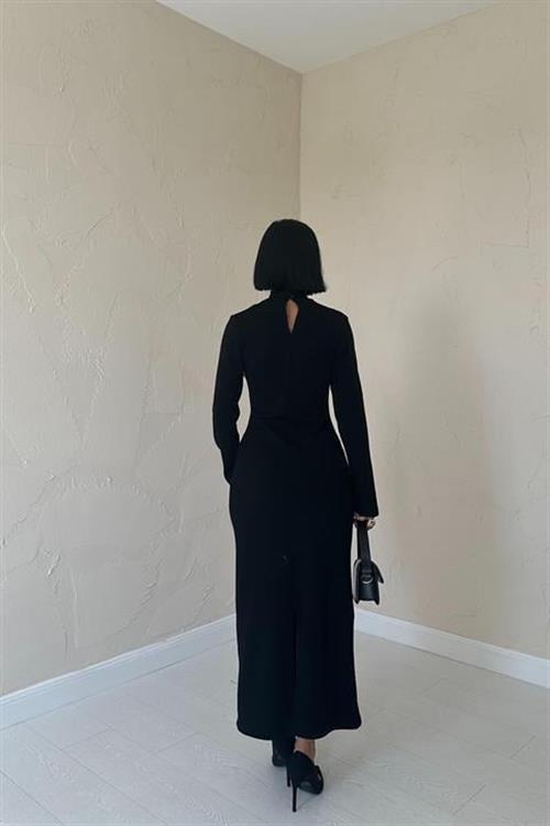 Wholesale Off-the-Shoulder Rose Straight Dress - Black