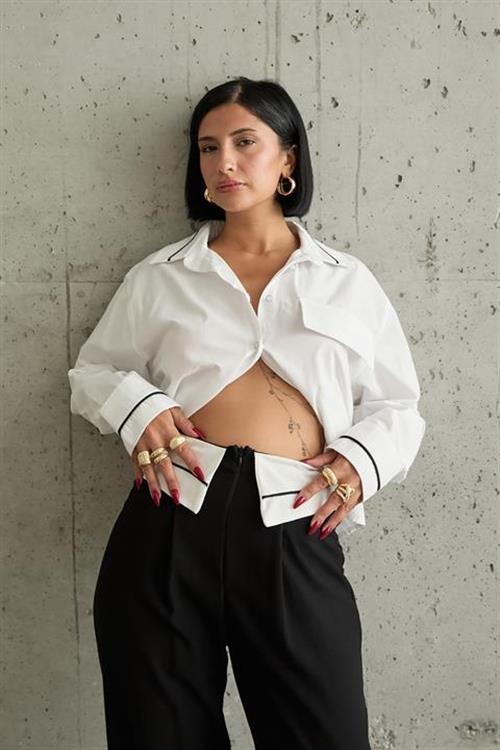 Wholesale Black Trousers with Fabric Inserts