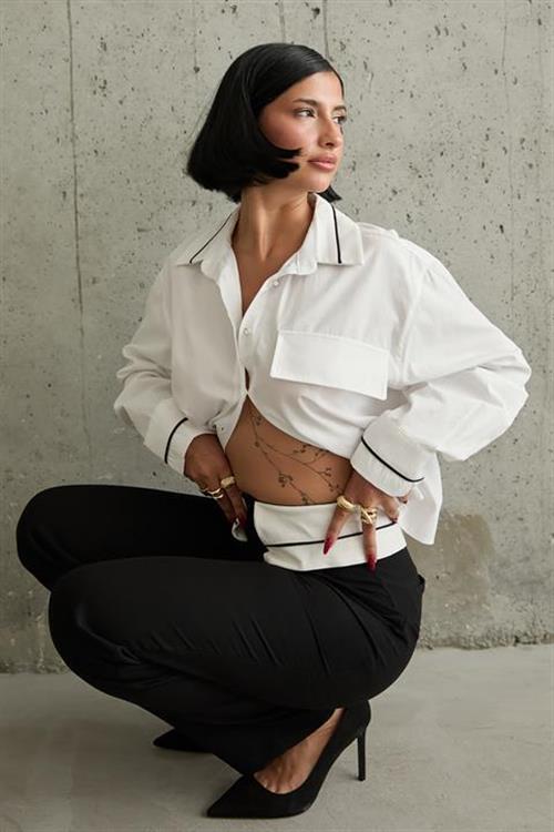 Wholesale Black Trousers with Fabric Inserts