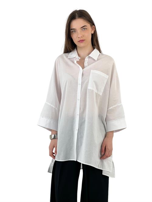 Oversize Relaxed Fit Short Sleeve Shirt - White
