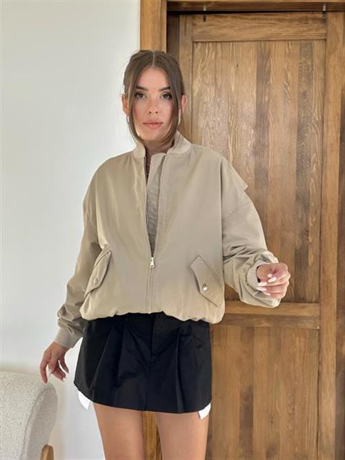 Wholesale Cream Bomber Jacket