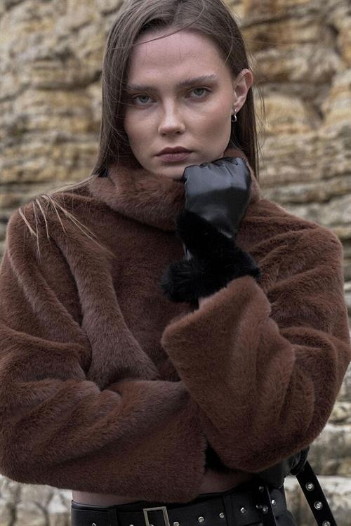 Plush Wholesale Blouse - Coffee