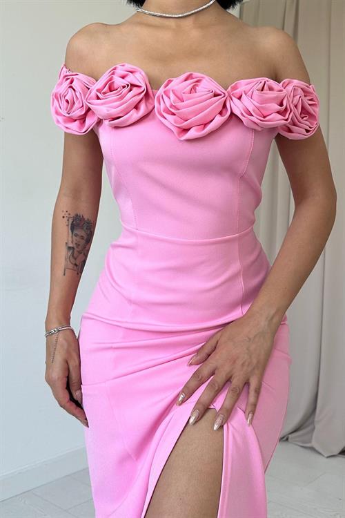 Wholesale Pink Madonna Collar Rose Dress