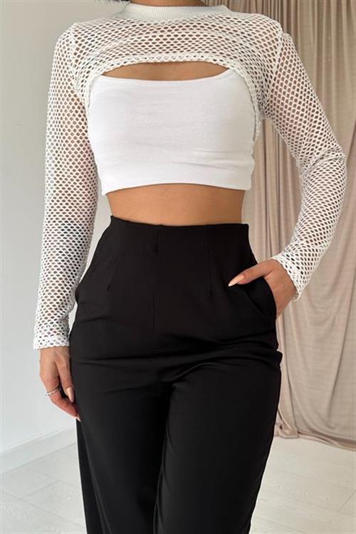 Toptan Siyah Pensli Lastik Detaylı Pantolon