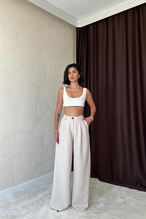 Wholesale Beige Loose-Fit Pants