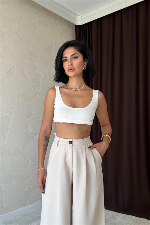 Wholesale Beige Loose-Fit Pants