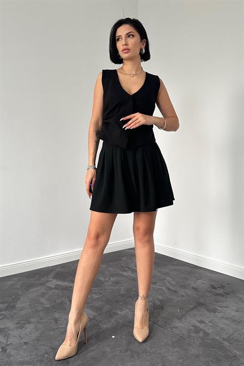 Wholesale Black Pleated Mini Skirt