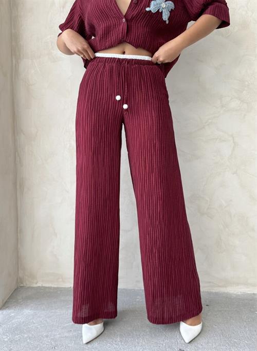Pleated Wholesale Trousers - Claret Red