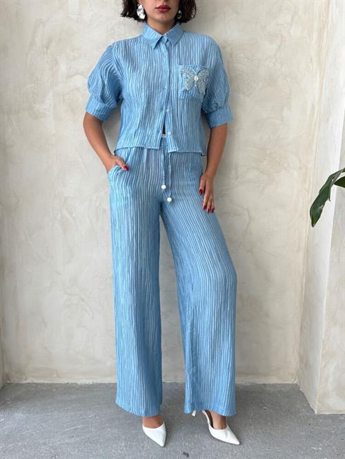 Pleated Wholesale Trousers - Blue