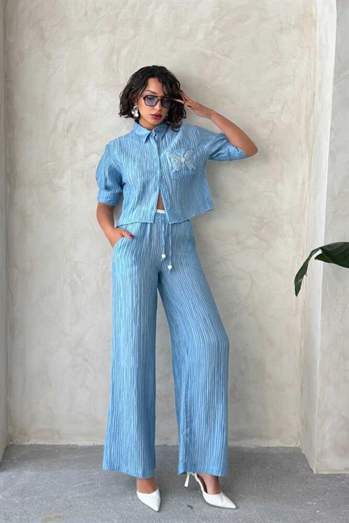 Pleated Wholesale Trousers - Blue